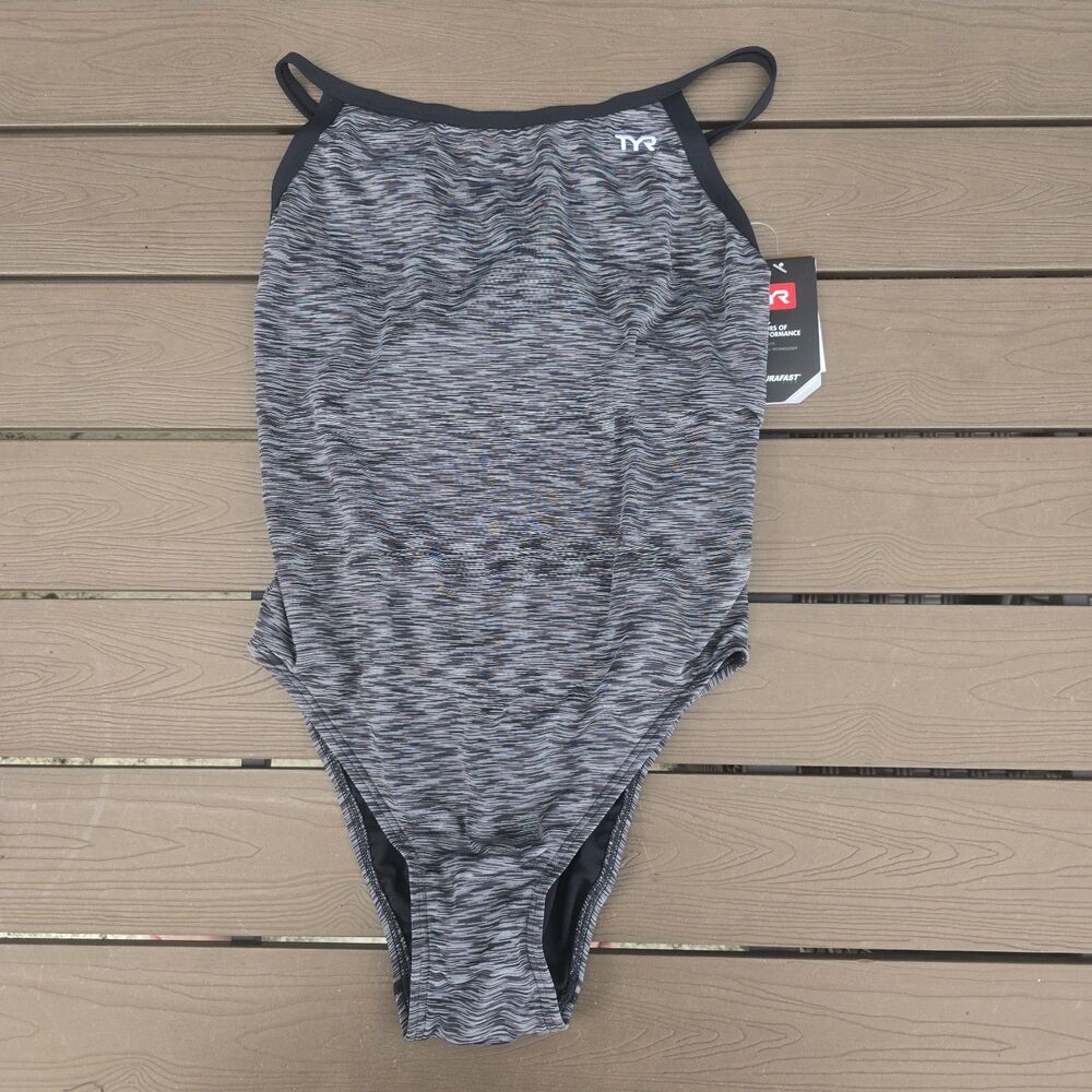 TYR Durafast Lite Women's Black/Grey Sonoma Diamondfit 1 Piece Swim Sz 38 New